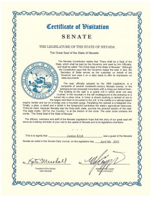 Certificate from Senator Cannizzaro 2018 Lenise
